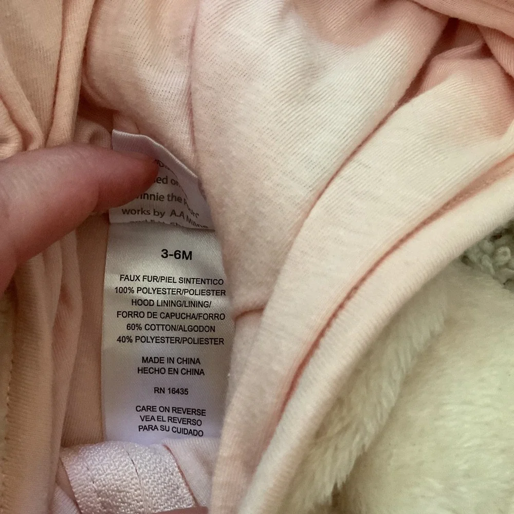 Disney Baby Winnie the Pooh Faux Fur‎ Hoodie and Leggings Set Pink Cream 3-6M